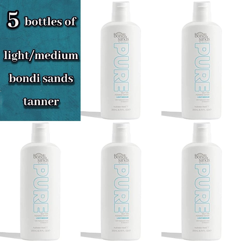 5 bottles of BONDI SANDS light medium PURE self tan foaming water